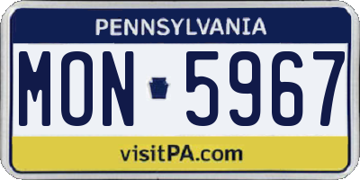 PA license plate MON5967