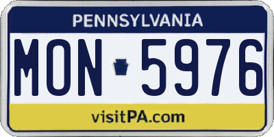PA license plate MON5976