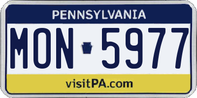 PA license plate MON5977