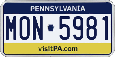 PA license plate MON5981