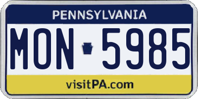 PA license plate MON5985