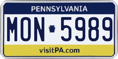 PA license plate MON5989
