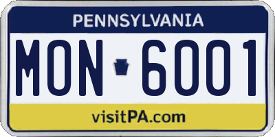 PA license plate MON6001