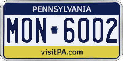 PA license plate MON6002