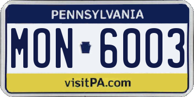 PA license plate MON6003