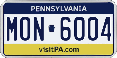PA license plate MON6004