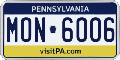 PA license plate MON6006
