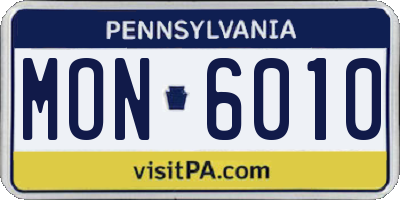 PA license plate MON6010