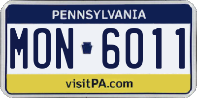 PA license plate MON6011