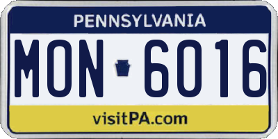 PA license plate MON6016
