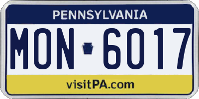 PA license plate MON6017