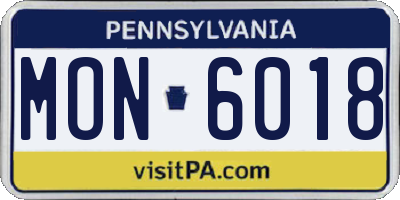 PA license plate MON6018