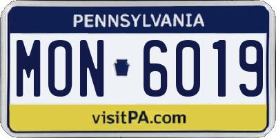 PA license plate MON6019