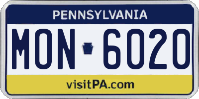 PA license plate MON6020