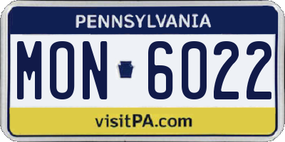 PA license plate MON6022