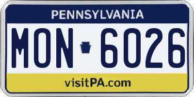 PA license plate MON6026