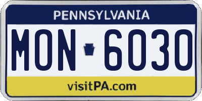PA license plate MON6030