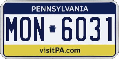 PA license plate MON6031