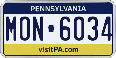 PA license plate MON6034