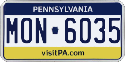PA license plate MON6035