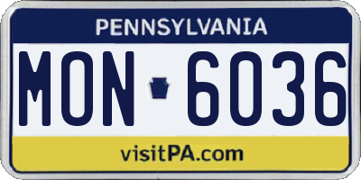 PA license plate MON6036