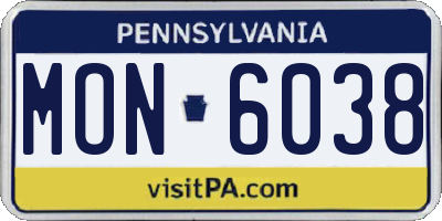 PA license plate MON6038