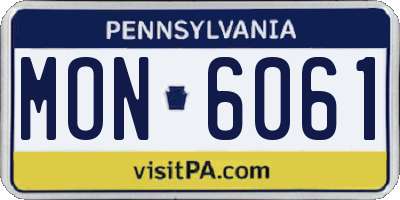PA license plate MON6061