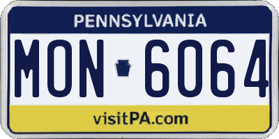 PA license plate MON6064