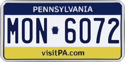 PA license plate MON6072