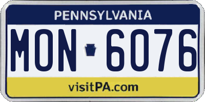 PA license plate MON6076