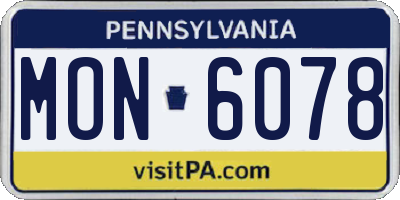 PA license plate MON6078