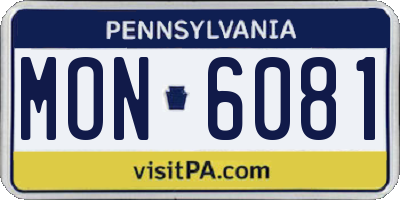 PA license plate MON6081