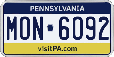 PA license plate MON6092