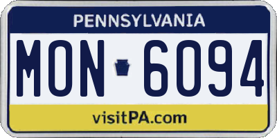 PA license plate MON6094