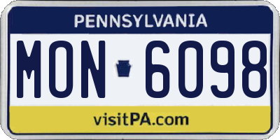 PA license plate MON6098
