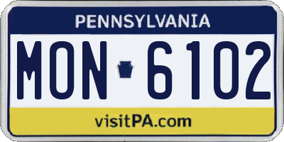 PA license plate MON6102