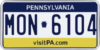 PA license plate MON6104