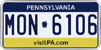 PA license plate MON6106