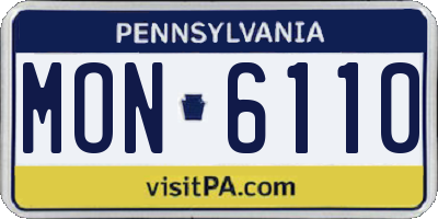 PA license plate MON6110