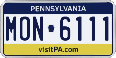 PA license plate MON6111