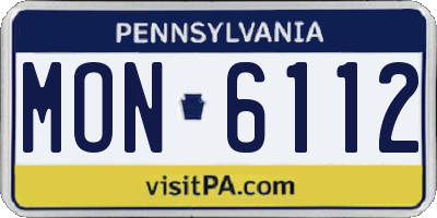 PA license plate MON6112