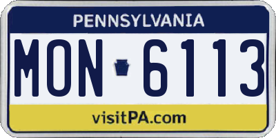 PA license plate MON6113