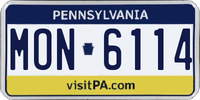 PA license plate MON6114