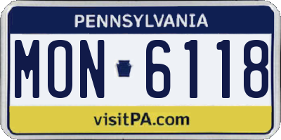 PA license plate MON6118
