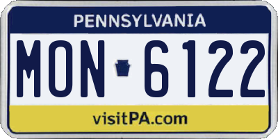 PA license plate MON6122