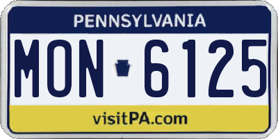 PA license plate MON6125