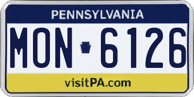 PA license plate MON6126