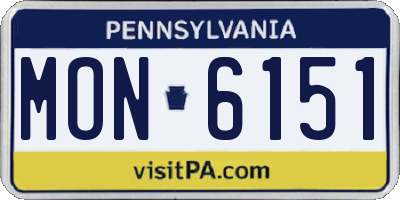 PA license plate MON6151