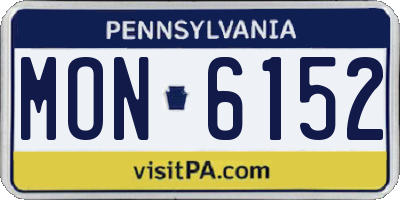 PA license plate MON6152