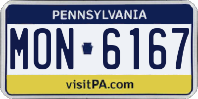 PA license plate MON6167